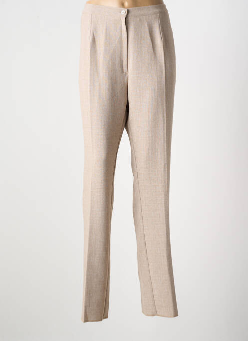 Pantalon droit tissage crêpe taille normale beige GEVANA femme