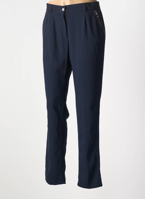 Pantalon droit tissage popeline taille normale bleu CHRISTINE LAURE femme