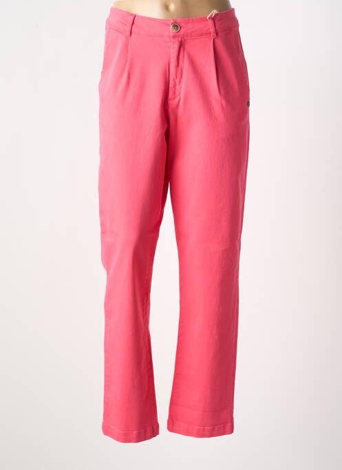 Pantalon droit fermeture zippée sous rabat boutonné taille normale rose GARCIA femme