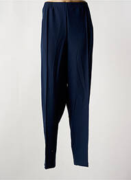 Pantalon droit tissage crêpe taille haute bleu GRIFFON femme