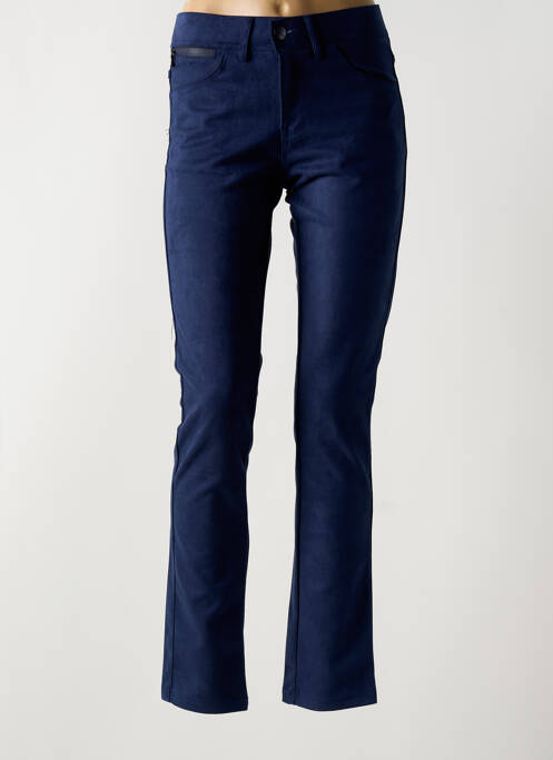 Pantalon slim stretch taille haute bleu GEVANA femme