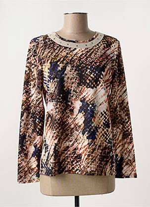 Pull coupe cintrée manches longues marron GEVANA femme