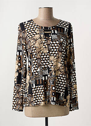 Pull coupe cintrée manches longues marron GEVANA femme