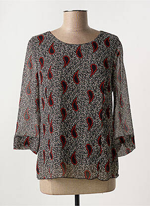Blouse légère et transparente manches 3/4 noir GEVANA femme