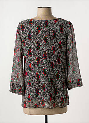 Blouse légère et transparente manches 3/4 noir GEVANA femme