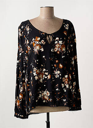 Blouse tissage popeline manches longues noir KANOPE femme