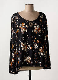 Blouse imprimé fleurs manches longues noir KANOPE femme