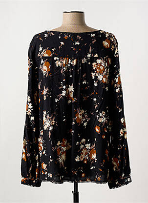 Blouse tissage popeline manches longues noir KANOPE femme