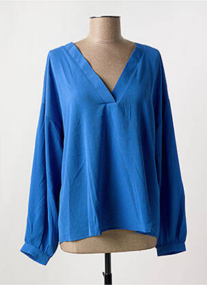 Blouse poignets boutonnés avec fente manches longues bleu VERO MODA femme