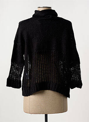 Pull col roulé maille souple et aérée manches 3/4 noir SCHOOL RAG femme