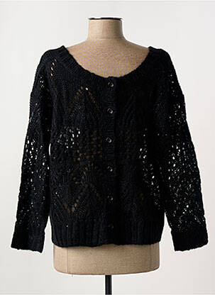 Pull maille ajourée manches longues noir SEE U SOON femme