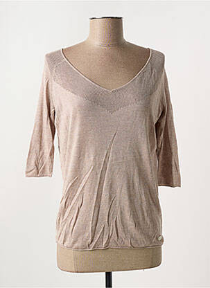 Pull tissage chiné manches 3/4 marron LES P'TITES BOMBES femme