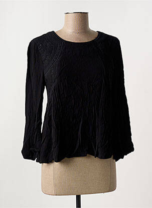 Blouse col rond manches 3/4 noir SEE U SOON femme