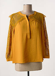 Blouse légère et transparente manches 3/4 jaune SEE U SOON femme