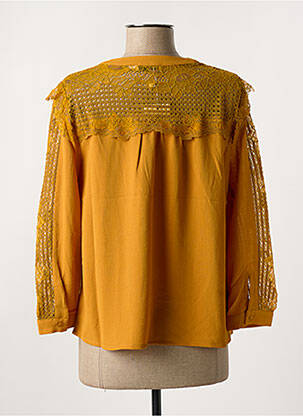 Blouse légère et transparente manches 3/4 jaune SEE U SOON femme