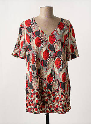 Tunique manches courtes col v rouge GRIFFON femme