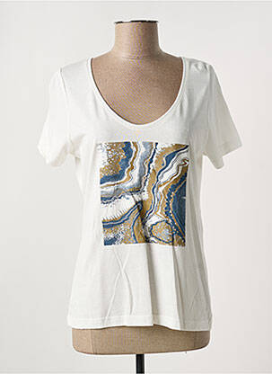 T-shirt col v manches courtes beige SIGNE NATURE femme
