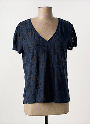 T-shirt col v manches courtes bleu TEDDY SMITH femme
