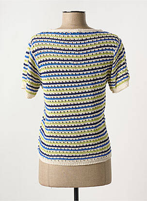 Pull maille ajourée manches courtes bleu KANOPE femme