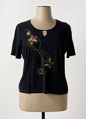 T-shirt stretch manches courtes noir PAUSE CAFE femme