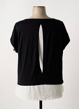 Top stretch manches courtes noir QUATRE VINGT JOURS femme
