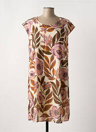 Robe mi-longue coupe fluide manches courtes beige LA FEE MARABOUTEE femme