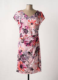 Robe mi-longue imprimé fleurs manches courtes rose VERA MONT femme