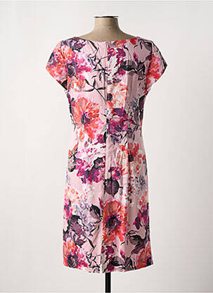 Robe mi-longue imprimé fleurs manches courtes rose VERA MONT femme