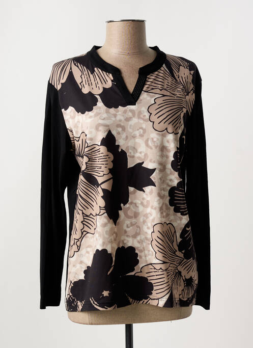 T-shirt col v manches longues noir HAJO femme