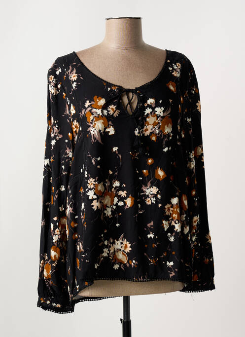 Blouse imprimé fleurs manches longues noir KANOPE femme