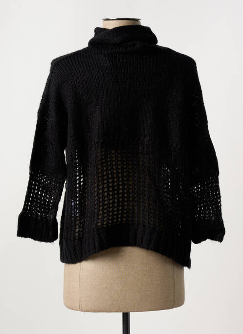 Pull col roulé maille souple et aérée manches 3/4 noir SCHOOL RAG femme