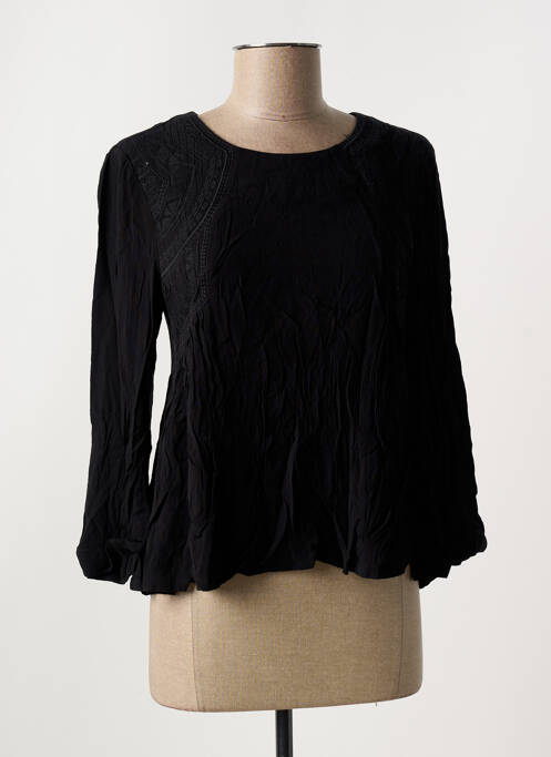 Blouse fermeture boutonnée au dos manches 3/4 noir SEE U SOON femme