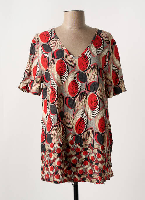 Tunique manches courtes col v rouge GRIFFON femme