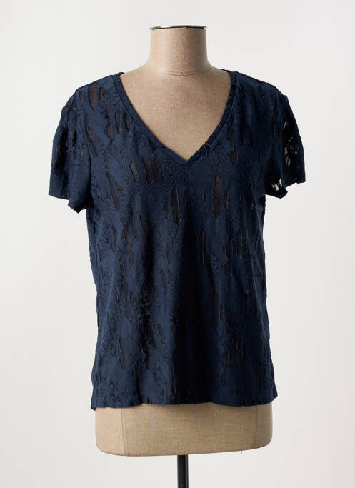 T-shirt col v manches courtes bleu TEDDY SMITH femme