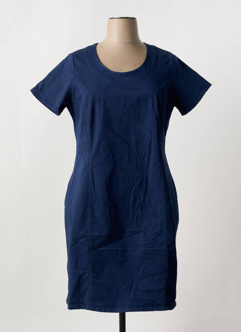 Robe mi-longue fermeture zippée au dos manches courtes bleu FRANCE RIVOIRE femme