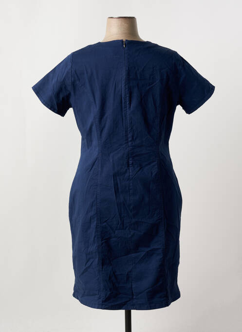 Robe mi-longue fermeture zippée au dos manches courtes bleu FRANCE RIVOIRE femme