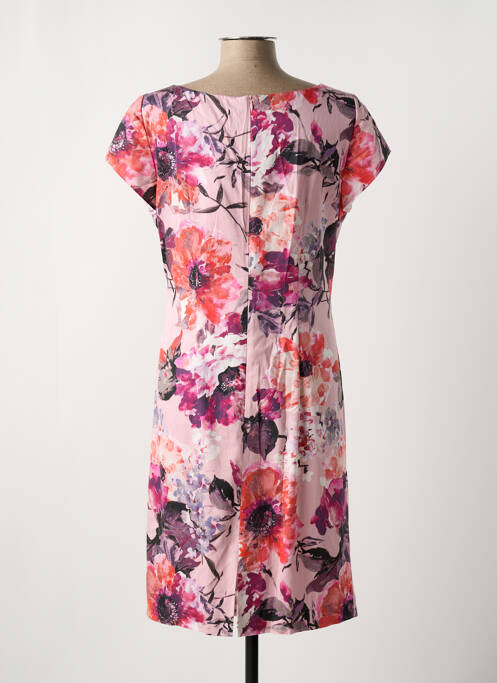 Robe mi-longue imprimé fleurs manches courtes rose VERA MONT femme