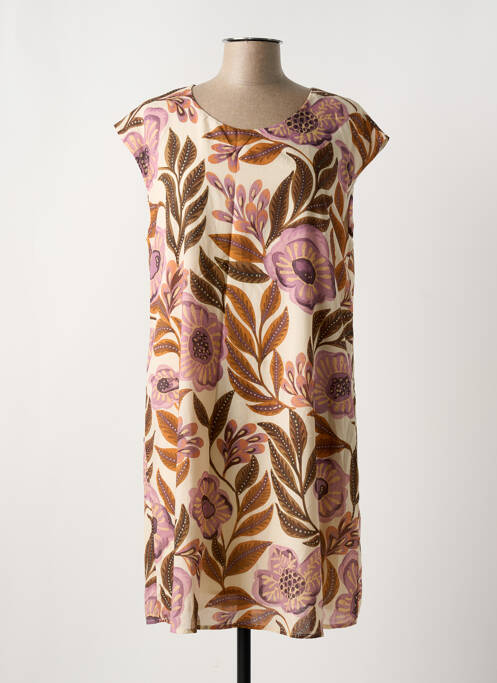 Robe mi-longue beige LA FEE MARABOUTEE pour femme