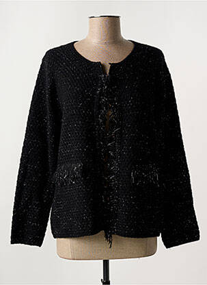 Gilet manches longues col rond noir GRIFFON femme