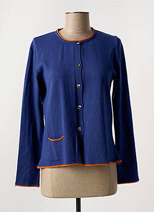 Gilet manches longues col rond bleu TELMAIL femme