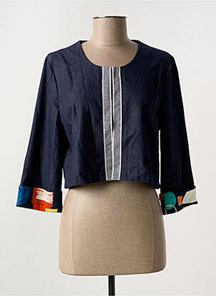 Boléro poignets revers bleu GRIFFON femme