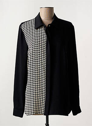 Chemisier tissage crêpe manches longues noir GRIFFON femme