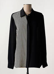 Chemisier tissage crêpe manches longues noir GRIFFON femme
