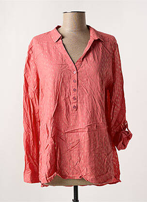 Blouse poignets boutonnés avec fente manches longues rose THEL ELEGANCE femme