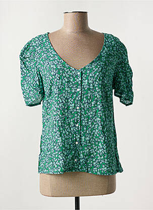 Chemisier coupe cintrée manches courtes vert KANOPE femme
