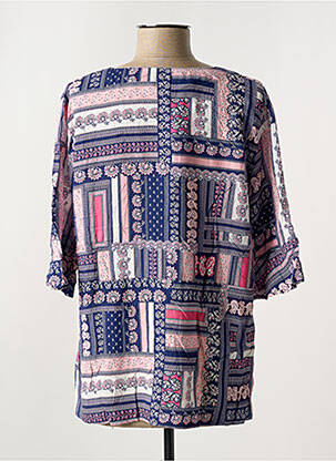 Blouse tissage popeline manches 3/4 bleu GRIFFON femme