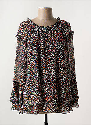 Blouse légère et transparente manches longues noir FRED SABATIER femme
