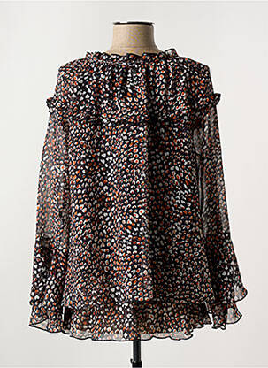 Blouse légère et transparente manches longues noir FRED SABATIER femme