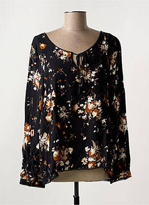 Blouse tissage popeline manches longues noir KANOPE femme
