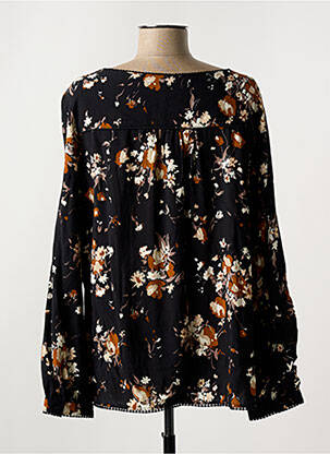Blouse tissage popeline manches longues noir KANOPE femme